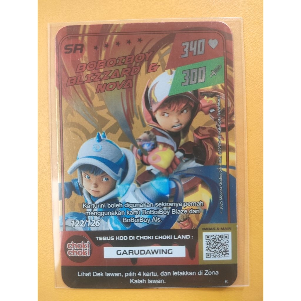 Kartu Choki Choki boboiboy Nova dan Blizzard SR/ Monsta Galaxy Card/Mulus