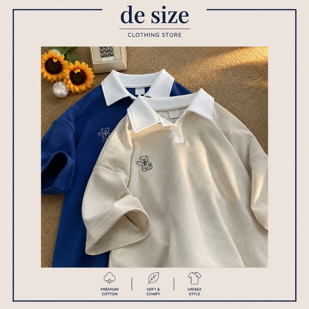 DE SIZE Kaos Polo BEAR Oversize Rugby Polo Shirt Kaos Kerah Big Size ( M - 6XL ) CUSTOM Style Unisex