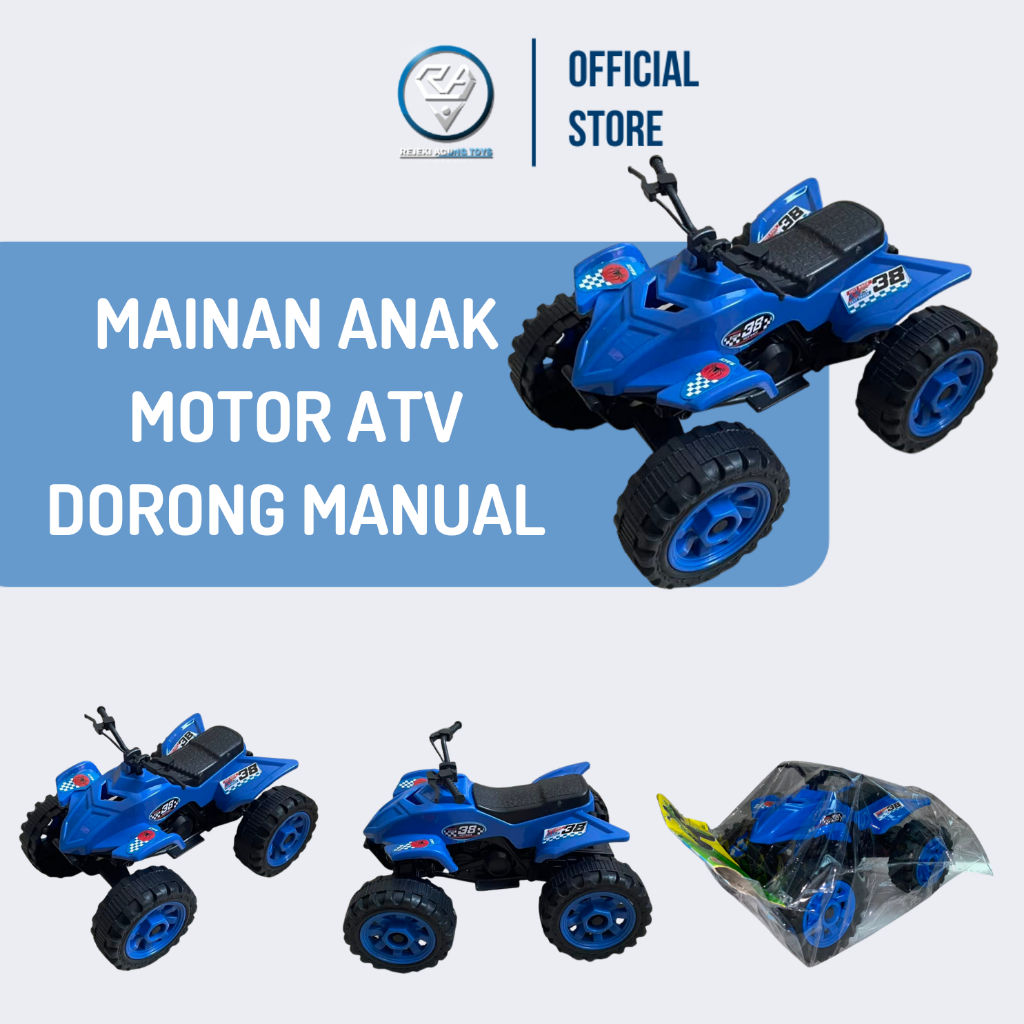Motor ATV Mainan Anak Manual Tanpa Baterai Dorong Maju Mundur Plastik Kokoh Panjang 19 CM MT4R1