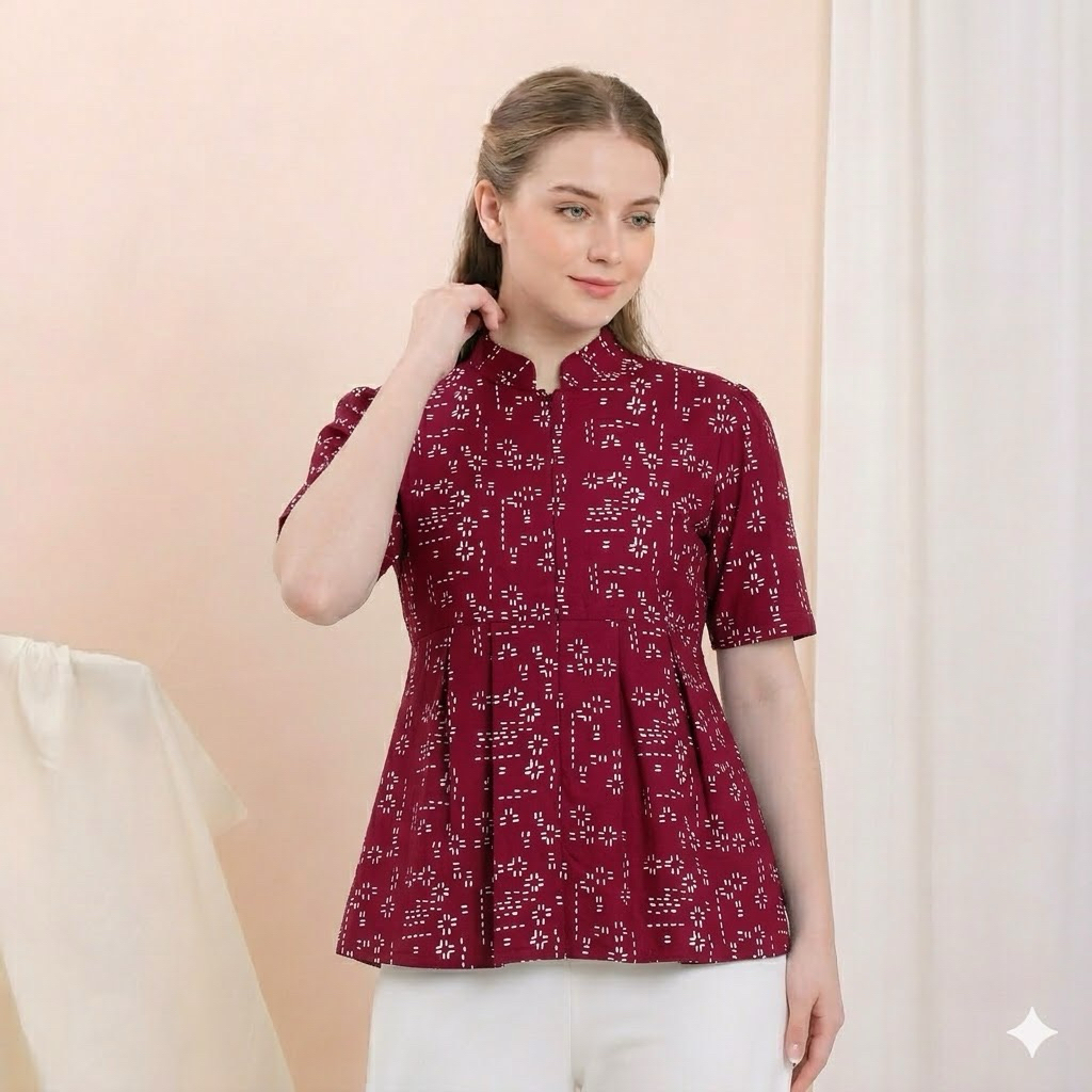 Shanaya baju batik wanita Blouse batik Prameswari Kombinasi Batik cap garutan dengan toyobo tunik lu