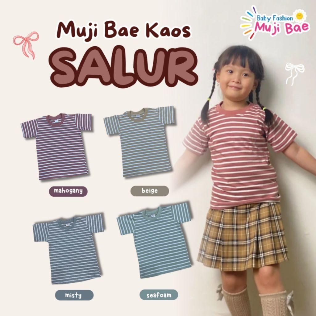 MUJI BAE | MUJI BAE BASIC TEE SALUR | MUJIBAE KAOS SALUR | KAOS ANAK MOTIF GARIS
