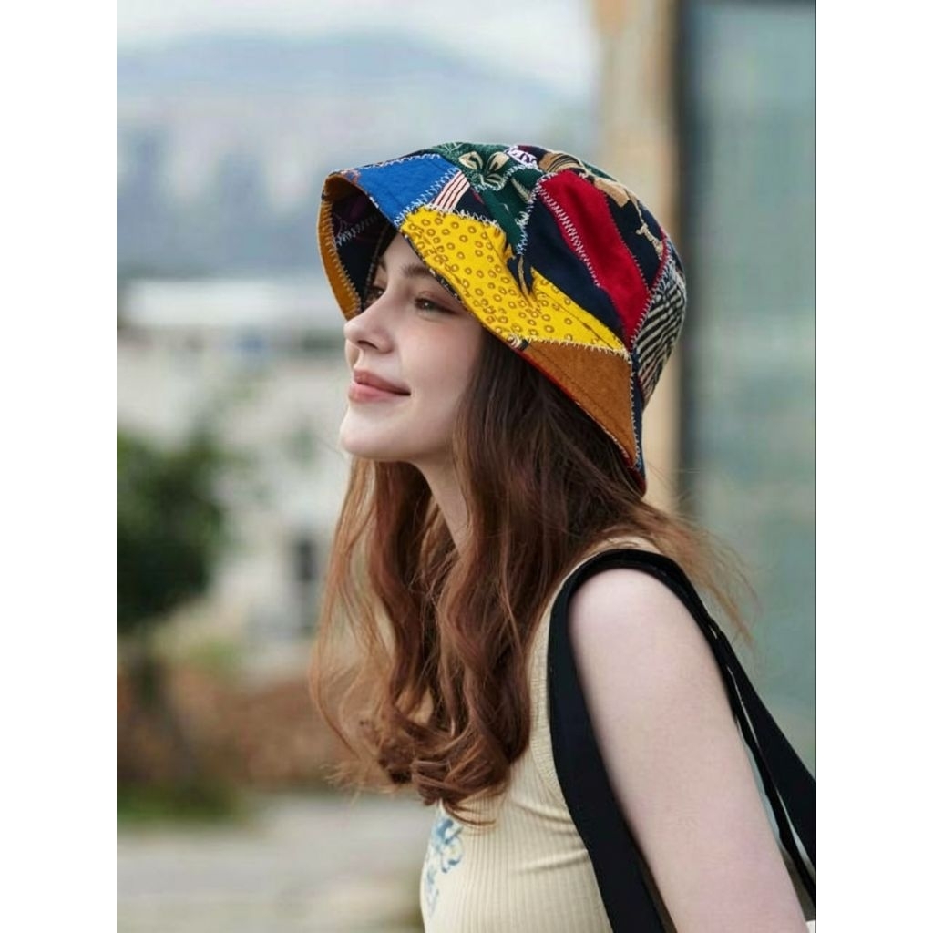 Topi batik perca untuk pria dan wanita