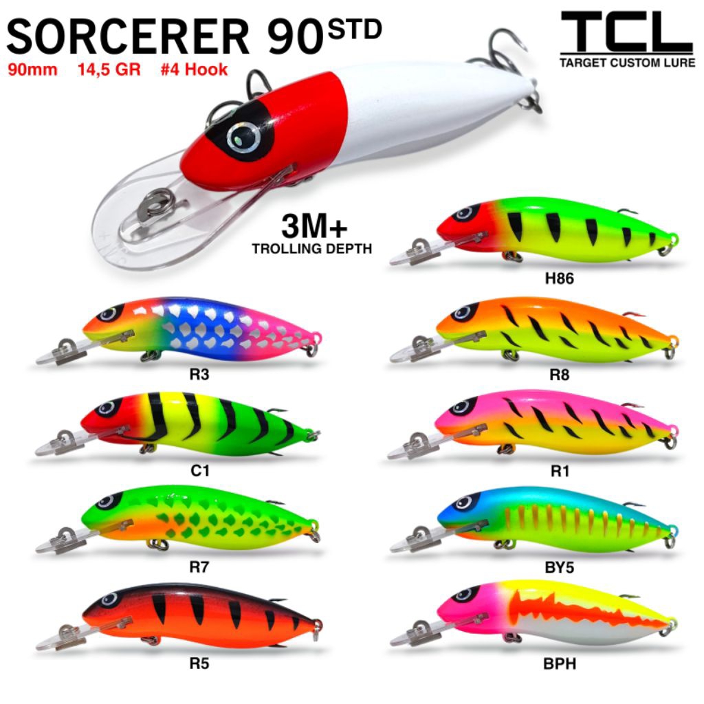 Umpan Trolling TCL SORCERER 90 STD Replika Halco 9cm 14,5gram 3 Meter