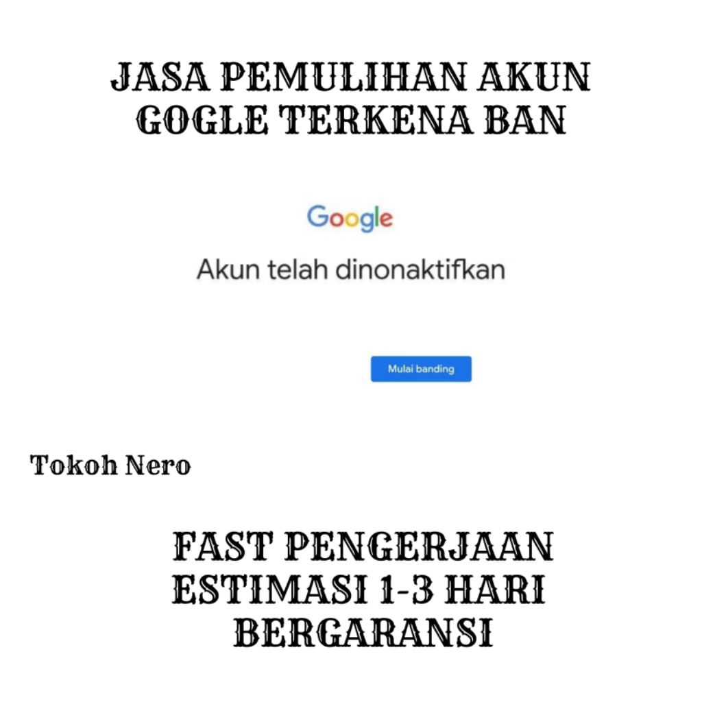 JASA PEMULIHAN AKUN GOGLE TERKENA BLOKIR TENTUNYA MURAH DAN TERPERCAYA