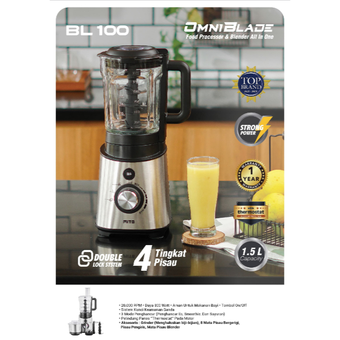 MITO BL 100 Blender dan Food Processor Omni Blade
