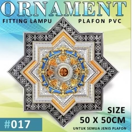 Ornamen Lampu Plafon PVC Ukuran 50x50cm