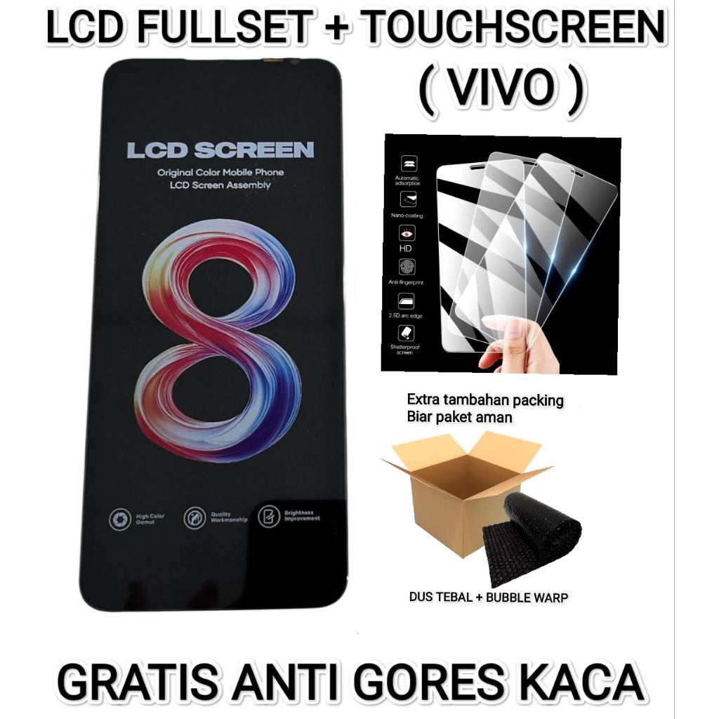LCD VIVO Y91/Y93/Y95/Y1S/Y91C/Y90 BLACK BY HX ORIGINAL / ORI S8+ PRIMEUM multitouch 10 jari