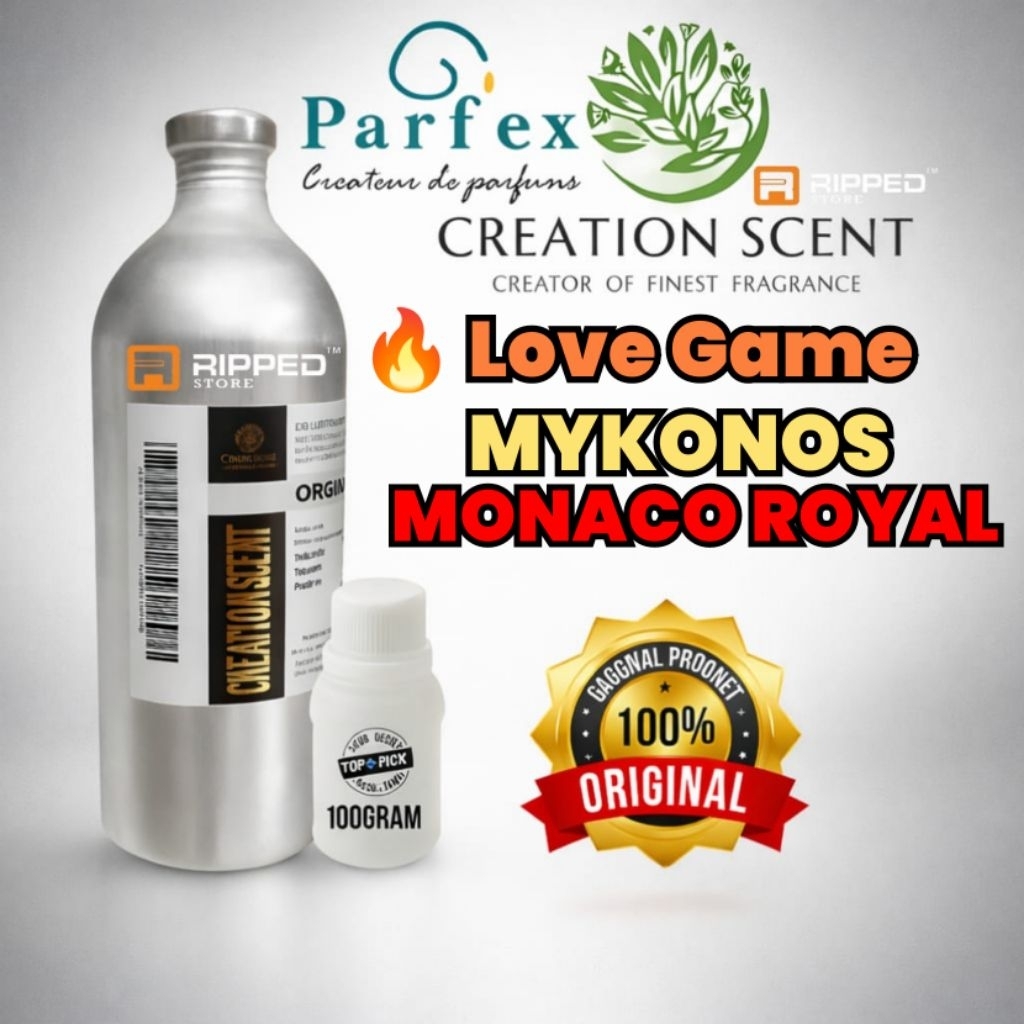 100ml Bibit Parfum Murni Love Game Inspired Mykonos Monaco Royal By Original Creation Scent perfume