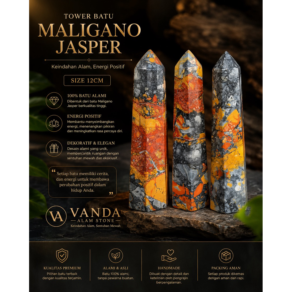 1 Pcs Tower / Obelisk Maligano Jasper