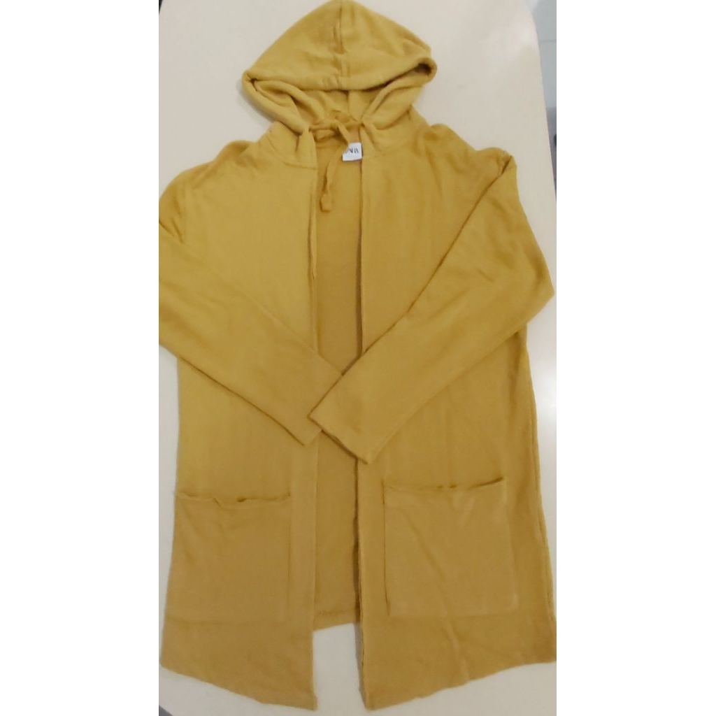 OUTER CARDIGAN UNISEX WARNA KUNING KUNYIT PRELOVED