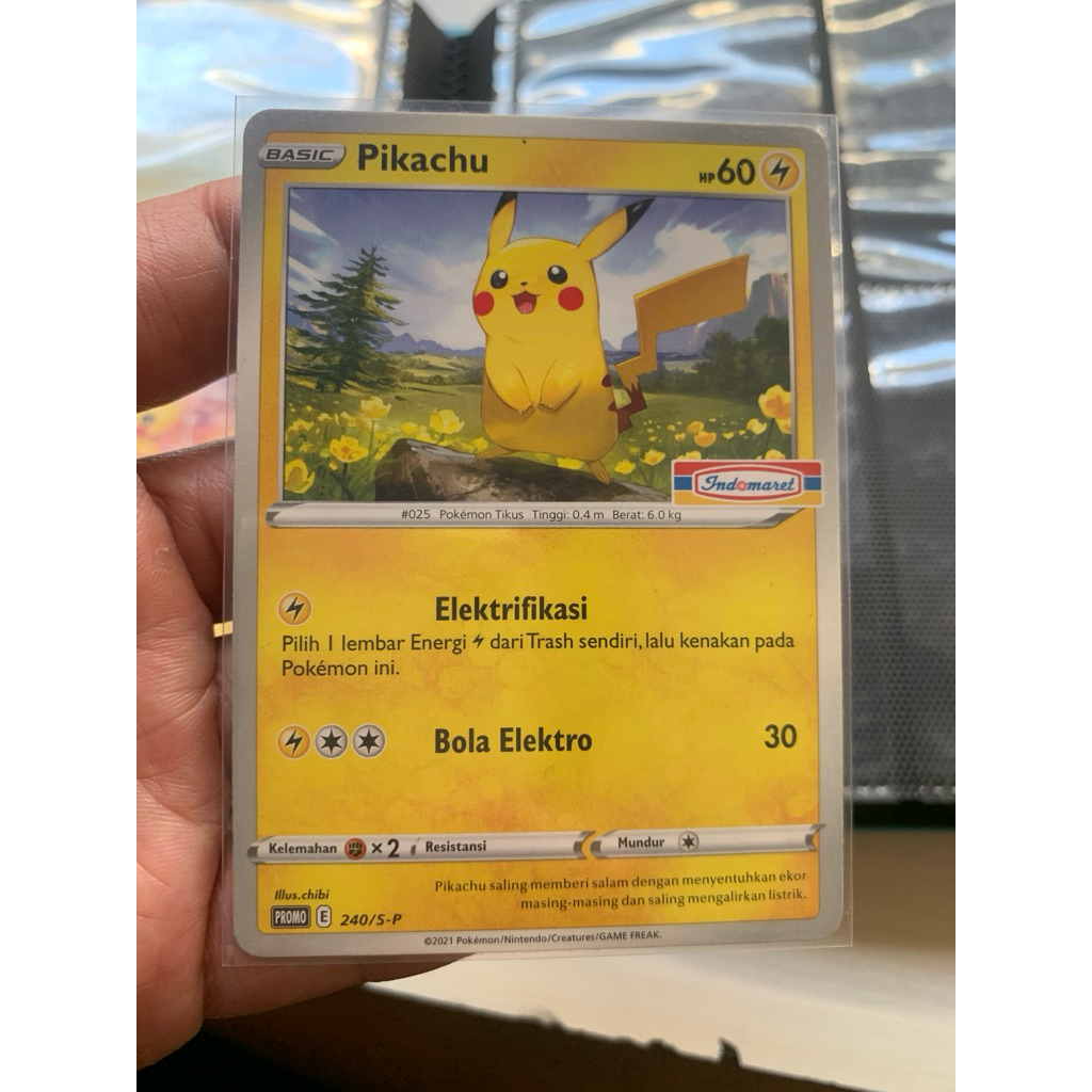 Pokemon Card Indonesian - Pikachu 244/S-P Promo Indomaret Stamp Regional Exclusive NM