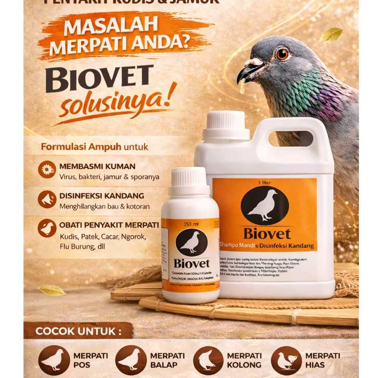 SHAMPO BIOVET VITAREST SAMPO BURUNG MERPATI DARA DISINFEKTAN KANDANG