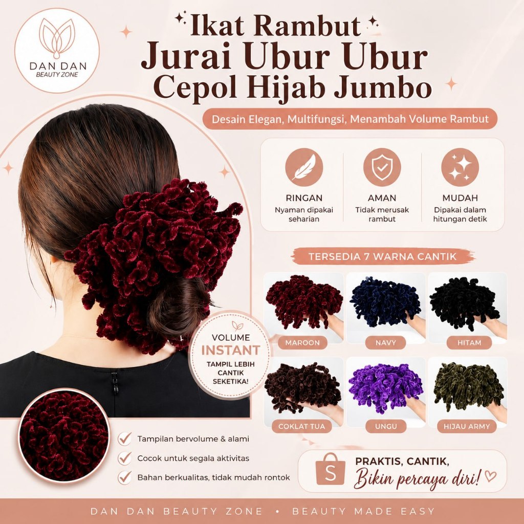 Cepol Gurita Jurai Ikat Rambut Volume Hijab Cepol Anti Licin