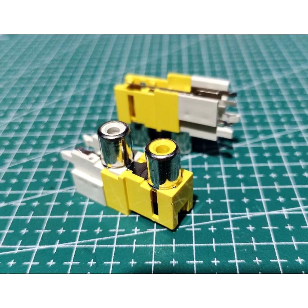 soket RCA 2port kuning+putih 3pin new