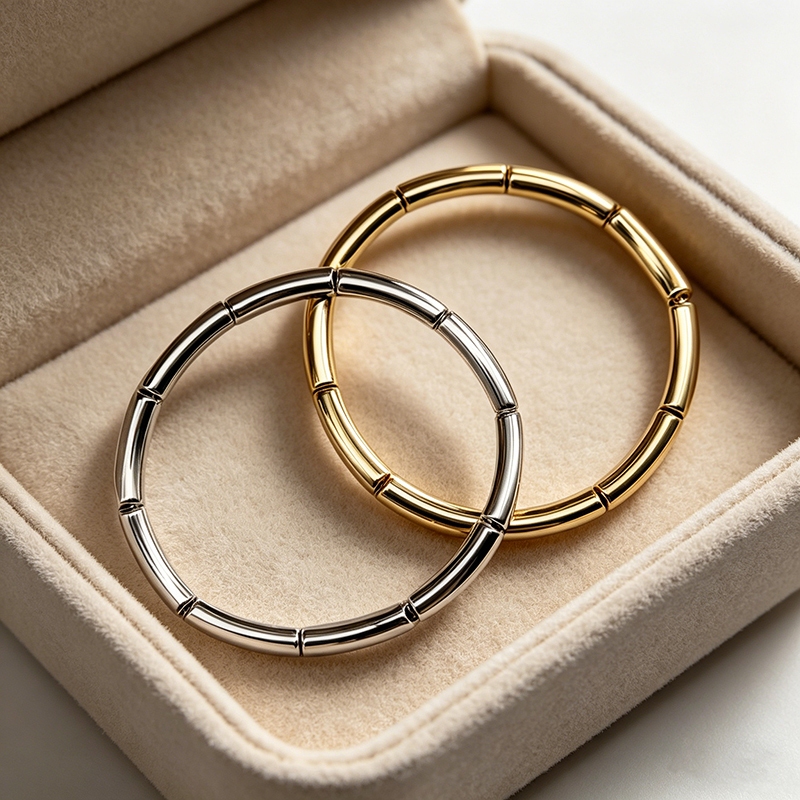 Gelang Tangan Bambu Emas Perak Minimalis, Gelang Buka Adjustable Mewah untuk Wanita