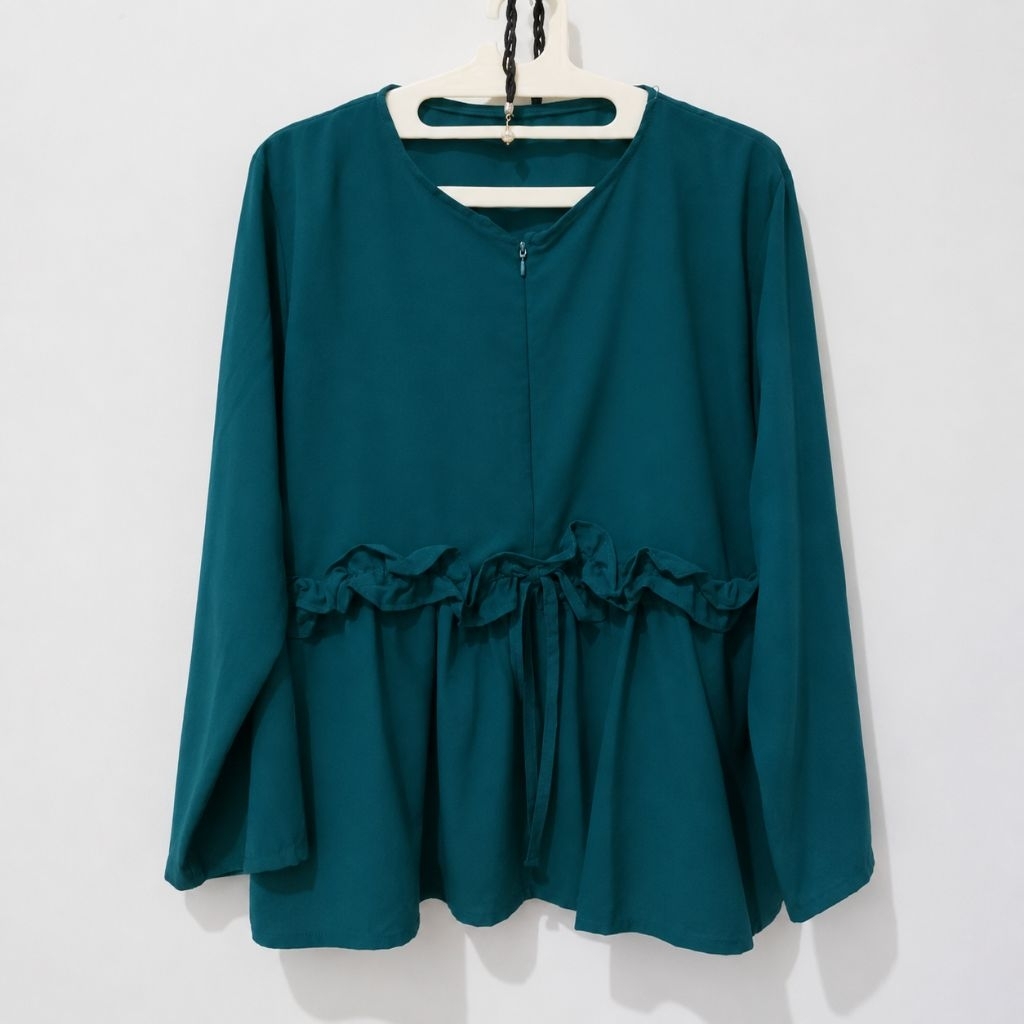 Preloved blouse kemeja hijau tosca tua baju wanita