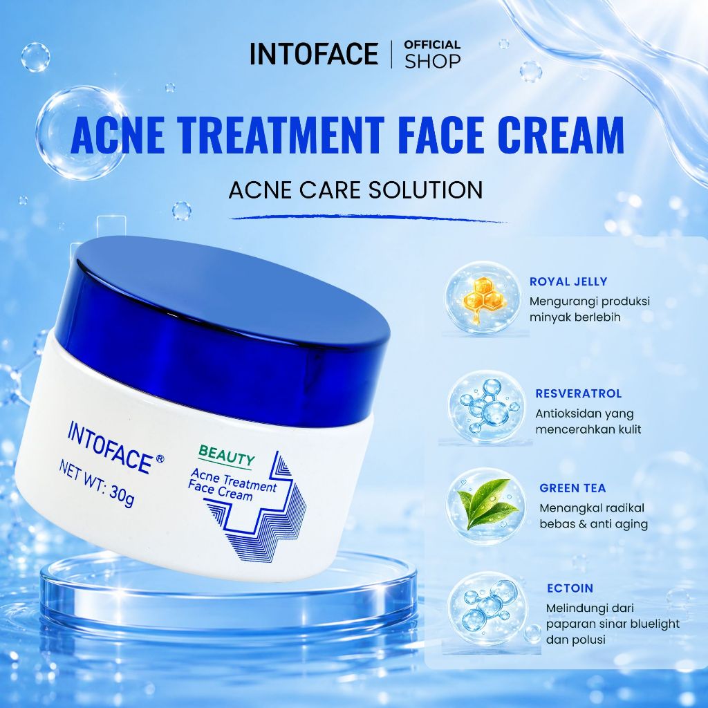 INTOFACE Acne Cream – Krim Jerawat untuk Kulit Berminyak & Berjerawat | Mengatasi Jerawat, Bruntusan