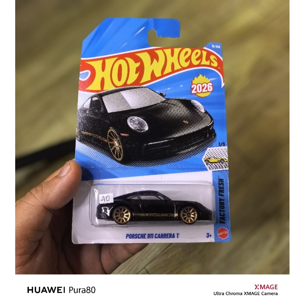 Hotwheels Porsche 911 Carrera T (Black/Hitam)