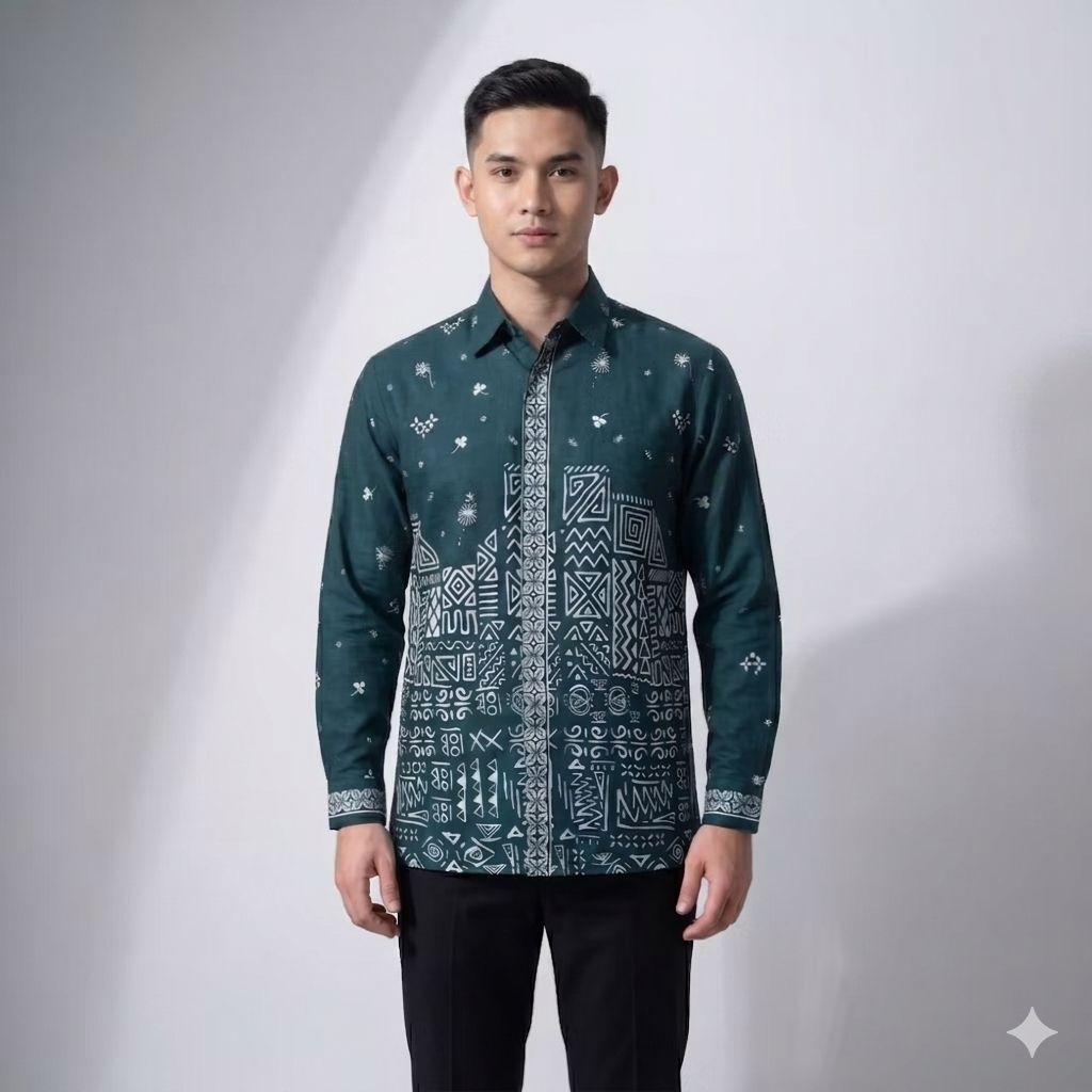 kemeja batik seragam emerald / batik couple hijau emerald