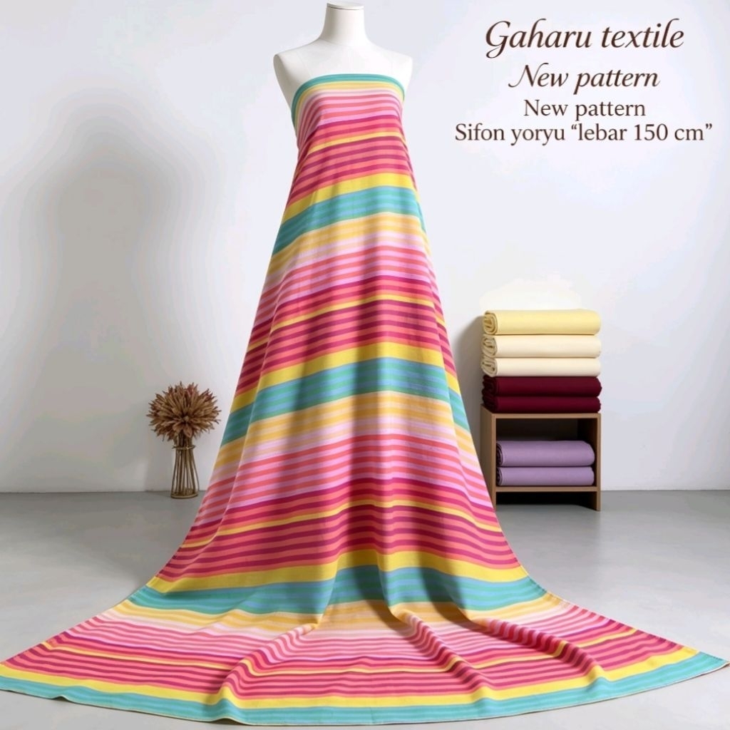 bahan sifon yoryu premium - bahan sifon meteran - bahan sifon motif gradasi