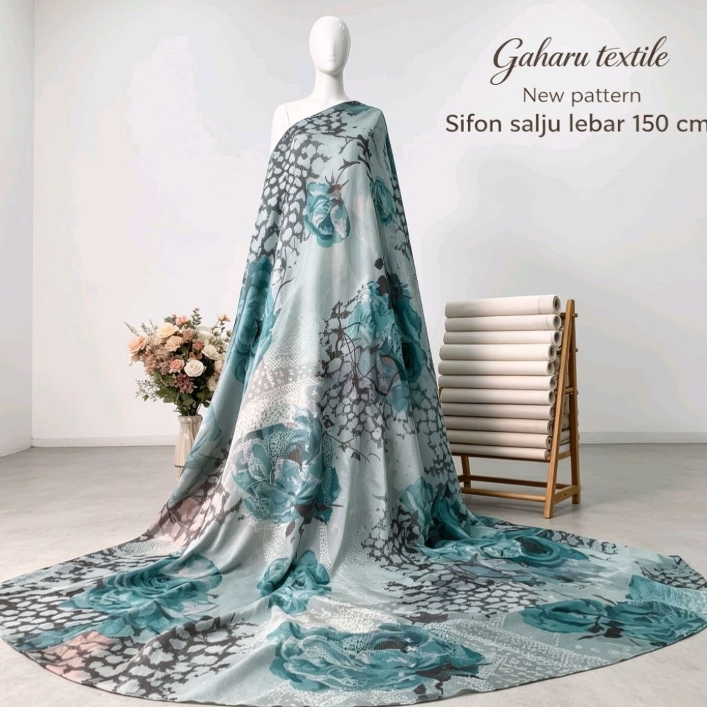 bahan sifon salju - bahan sifon meteran - sifon motif abstrak - sifon meteran
