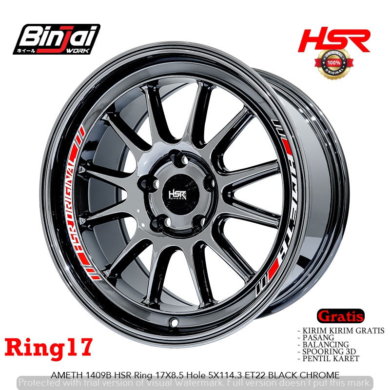 Velg Mobil Inova Rush Hrv Terios Ring17 HSR AMETH Warna Black Chrome