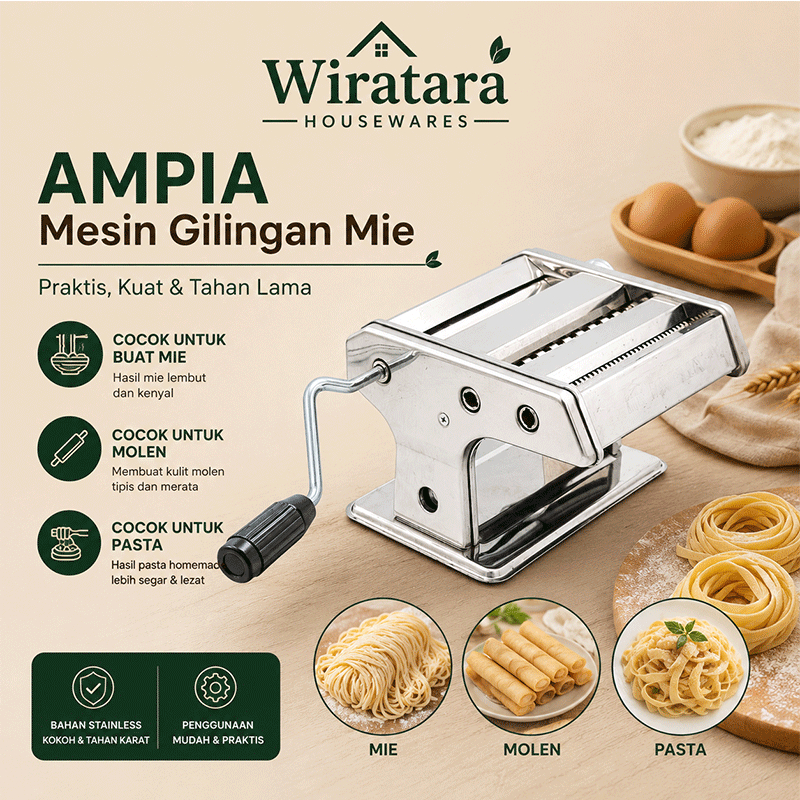 Homelux Mesin Gilingan Mie Ampia Premium Anti Karat Berat | Pasta Maker |