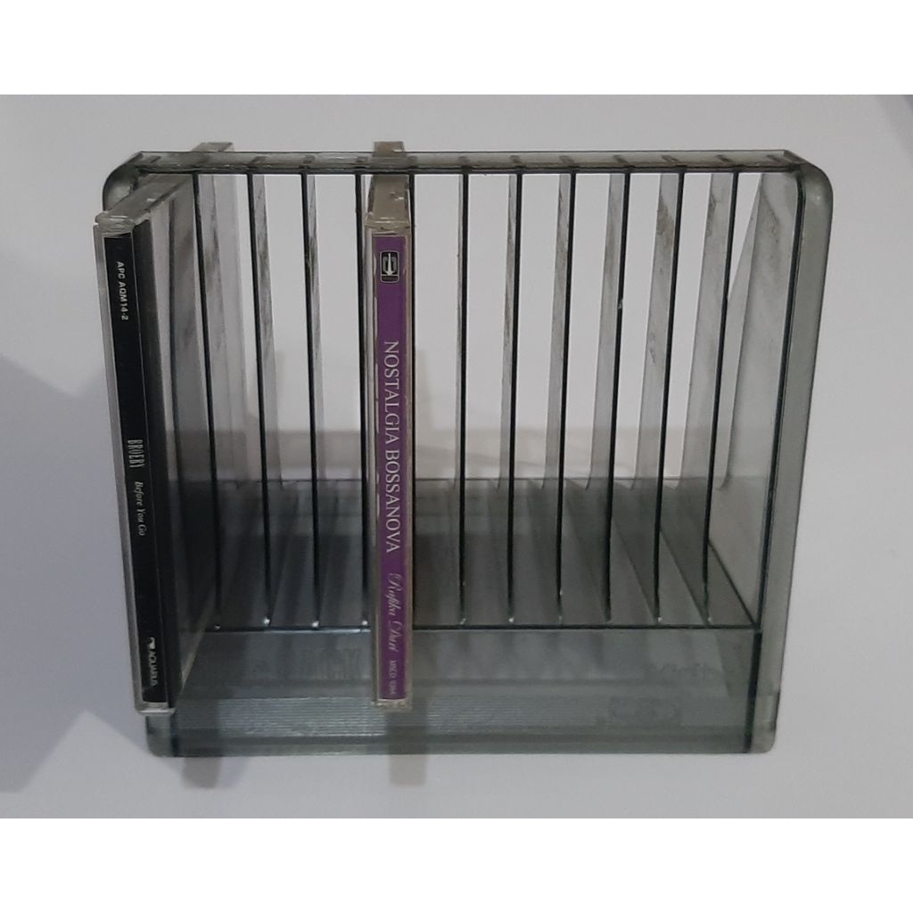 Rak CD Holder Meja Akrilik Smokey Grey - Tempat Penyimpanan Casing CD DVD Organizer
