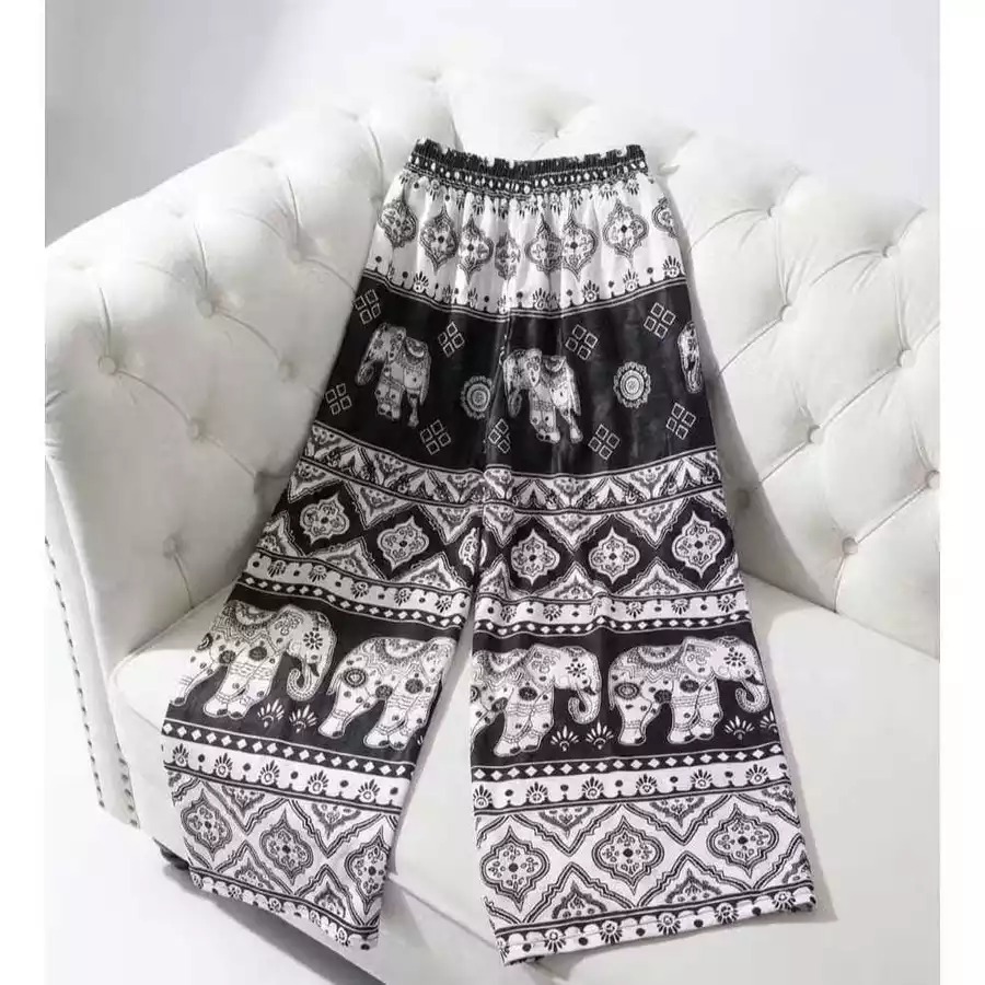 Celana Kulot Rayon Motif Gajah Unisex Remaja Panjang L XL Simple Ootd