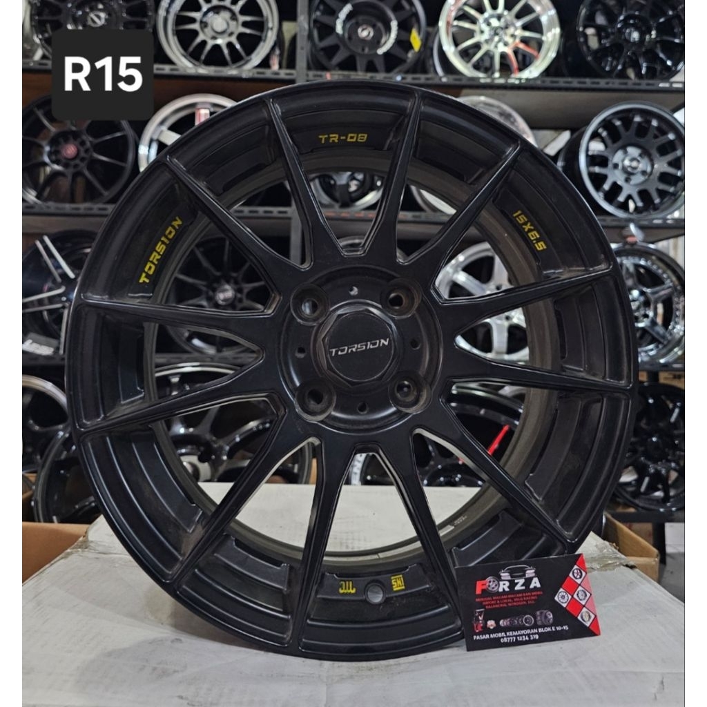 Velg Torsion TR08 R15 PCD4x100 Black Matte. Lebar 6.5 ET 41