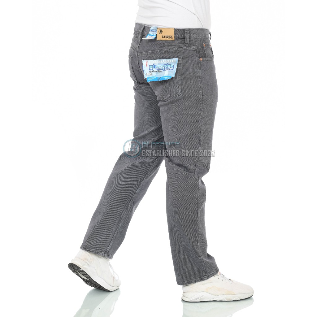 SLCelana Standar Pria Jeans Pria Standar Reguler Warna ABU Celana Pria Panjang Jeans Denim