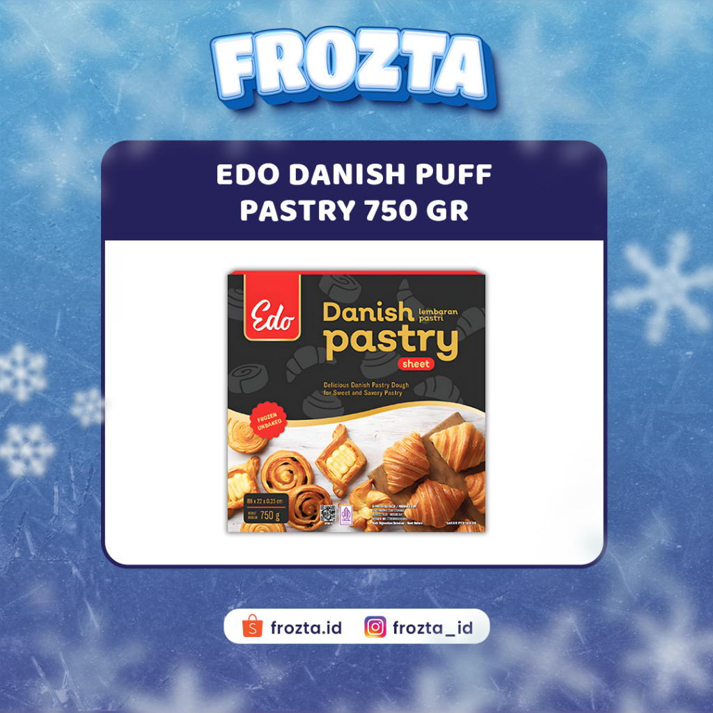 Frozen Edo Danish Puff Pastry Sheet 750 gr | Kulit Pastry Premium Frozen