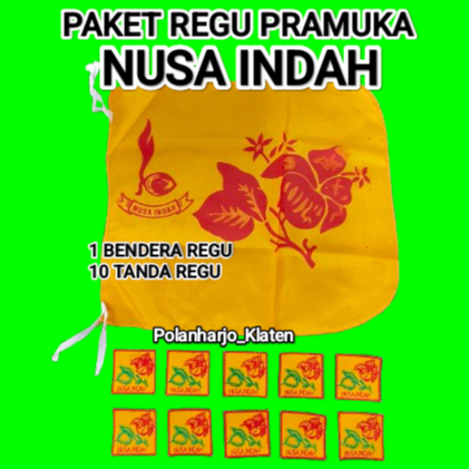 Paket Regu Nusa Indah ( 1 Bendera Regu + 10 Tanda Regu ) Paket Regu Pramuka Nusa Indah