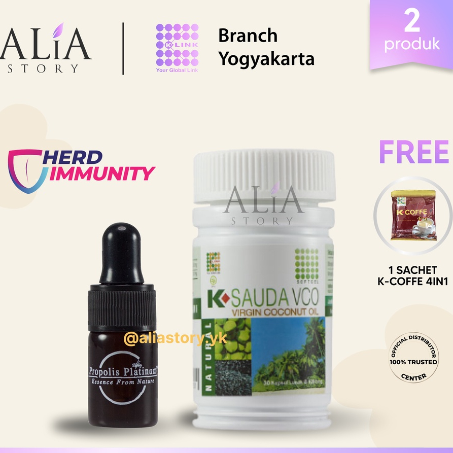 [BUNDLING] Herd Immunity K Sauda VCO + Propolis Platinum 6 ml Single Bottle Virgin Coconut Oil Habba