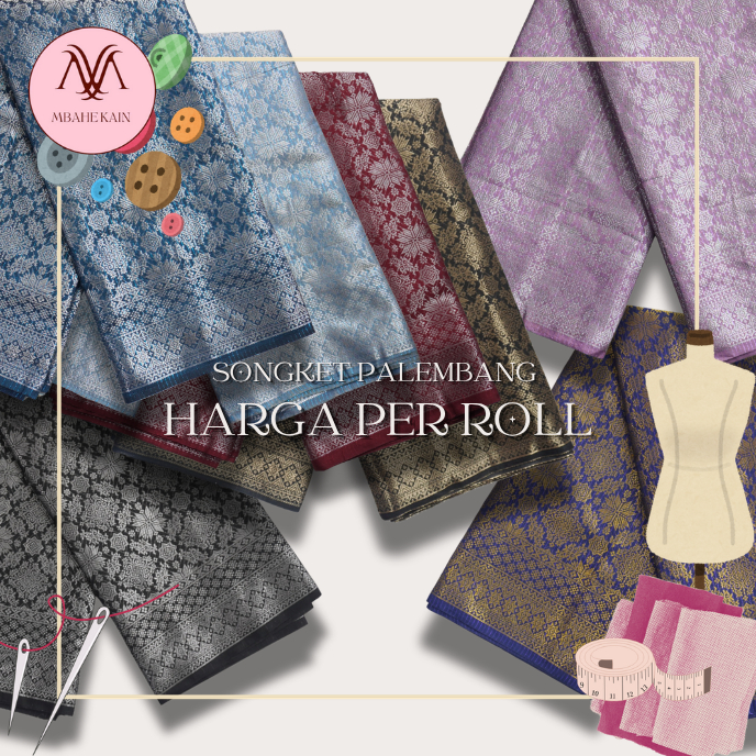 Kain Songket Palembang Melayu Tenun Meteran Murah Harga Per 1 Roll (ETA 2)