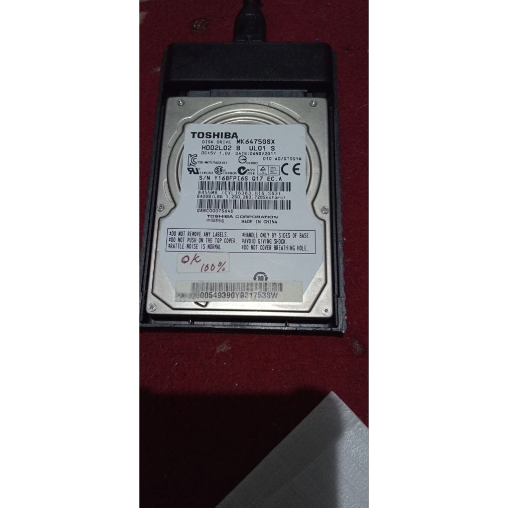 HDD 2,5" / hdd laptop toshiba 640gb 100/100