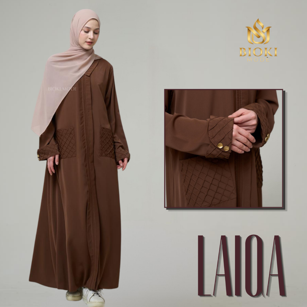 BIOKI - LAIQA BAHAN MAZEN by SULTAN Abaya Syar'i Anti UV (Busui & Wudhu Friendly | Gamis Muslim Haji