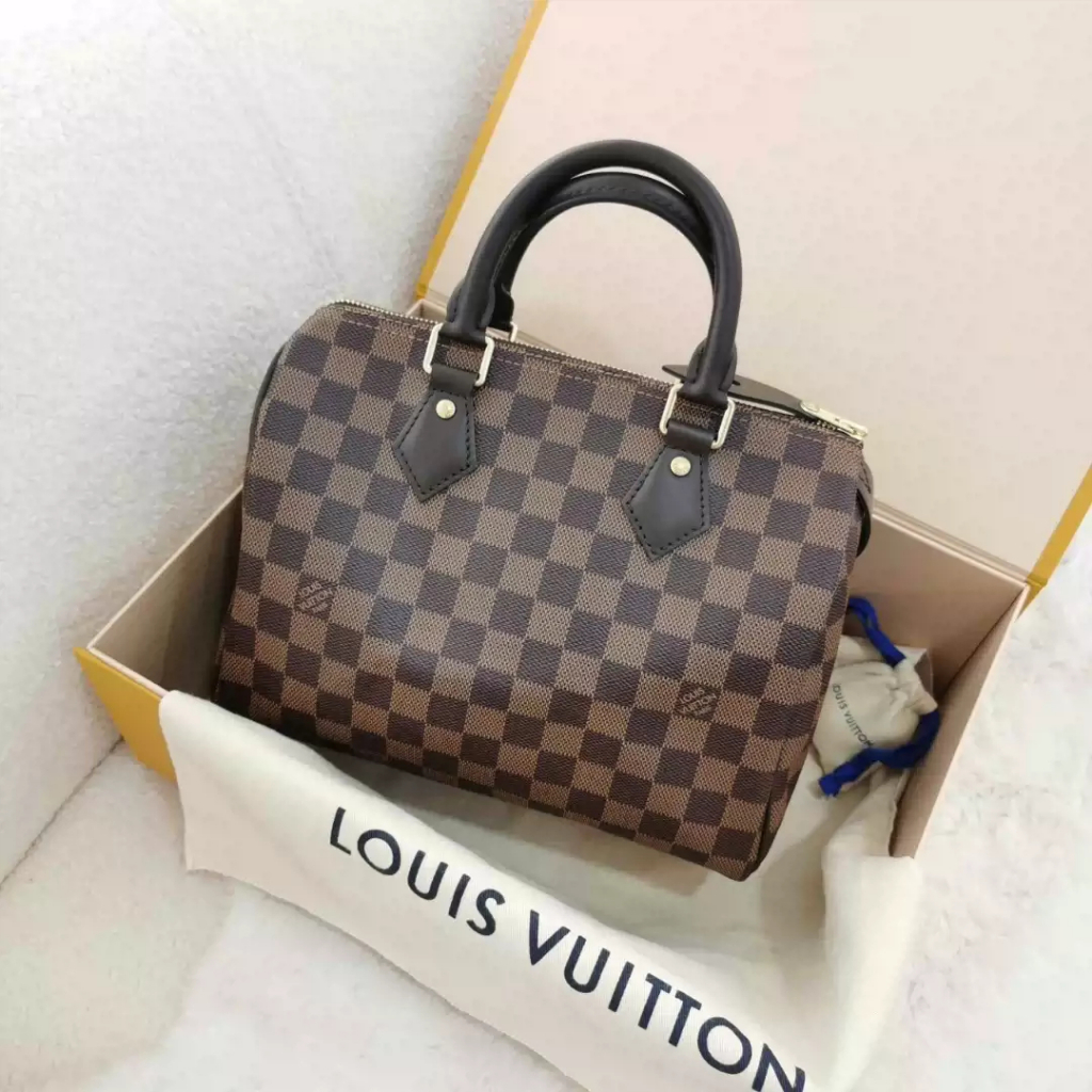 Tas Louis Vuitton Speedy 25 N41365, tas tangan model Speedy berbahan kulit sapi dengan motif Damier 