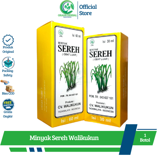Minyak Sereh Walikukun 30 / 60 ML Original I Minyak Sere Obat Luar I Minyak Gosok Untuk Pegal Linu