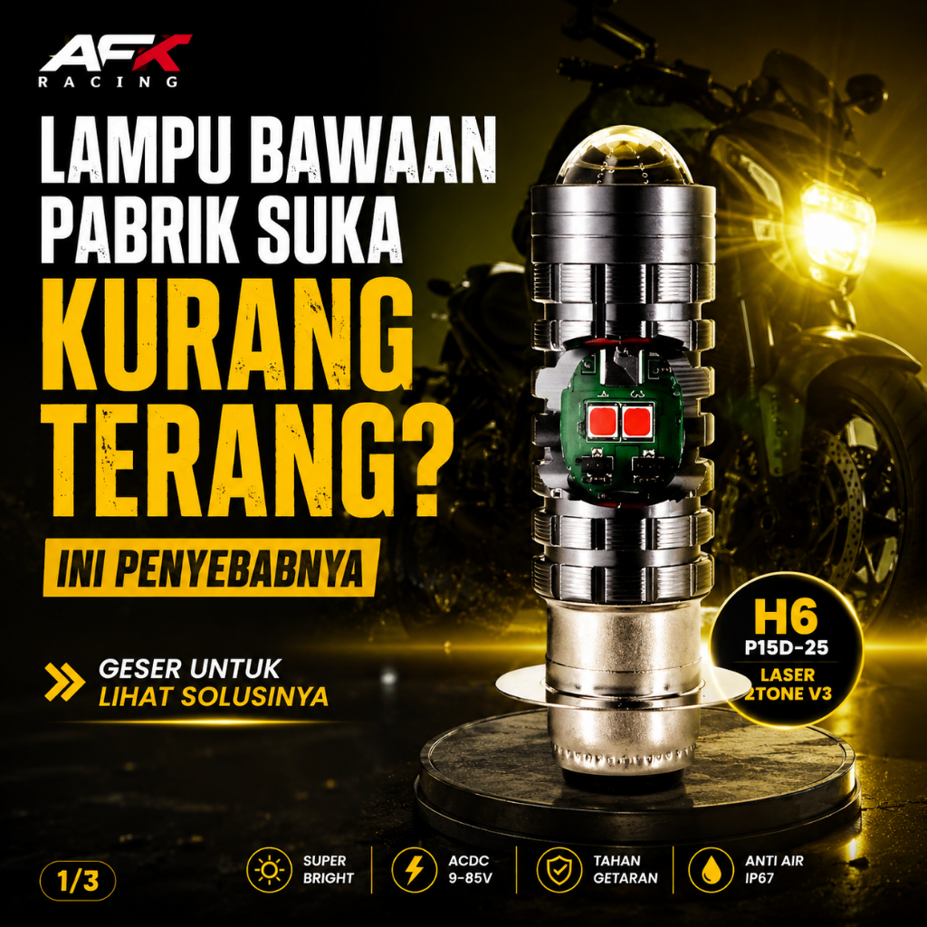 Lampu Led Motor Bebek H6 laser 4 Sisi Original model AES putih kuning DE besar super terang Motor Va