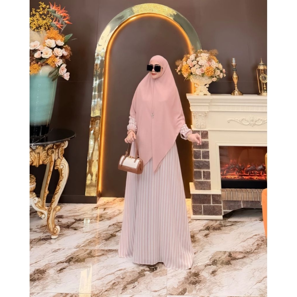 NAIMA SET KHIBAN WARNA PINK // Gamis Naima Set Khiban