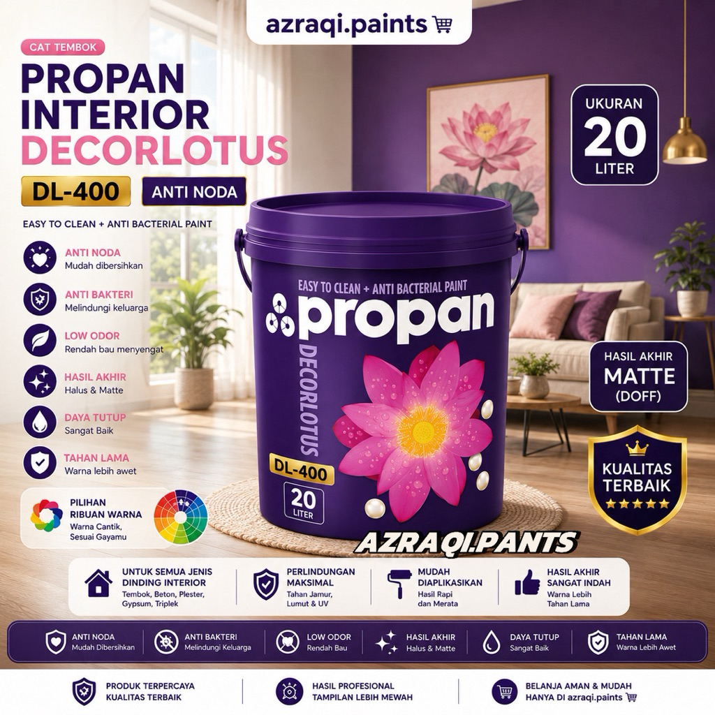 CAT TEMBOK INTERIOR ANTI NODA PROPAN DECORLOTUS DLI-480 ( 20 LITER ) PAIL