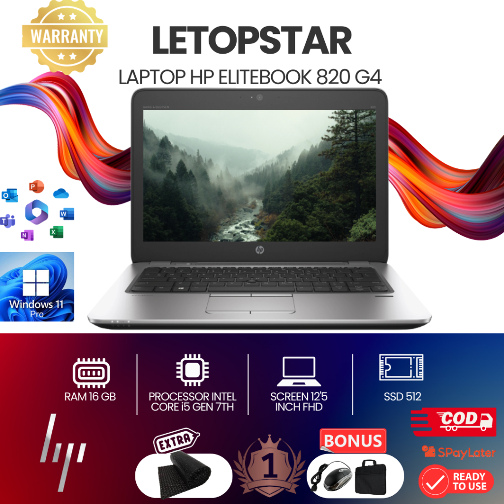 HP ELITEBOOK 820 G1 G2 G3 G4 INTEL CORE I5 i7 GEN 7TH RAM 16 GB SSD 512 FREE TAS + MOUSE