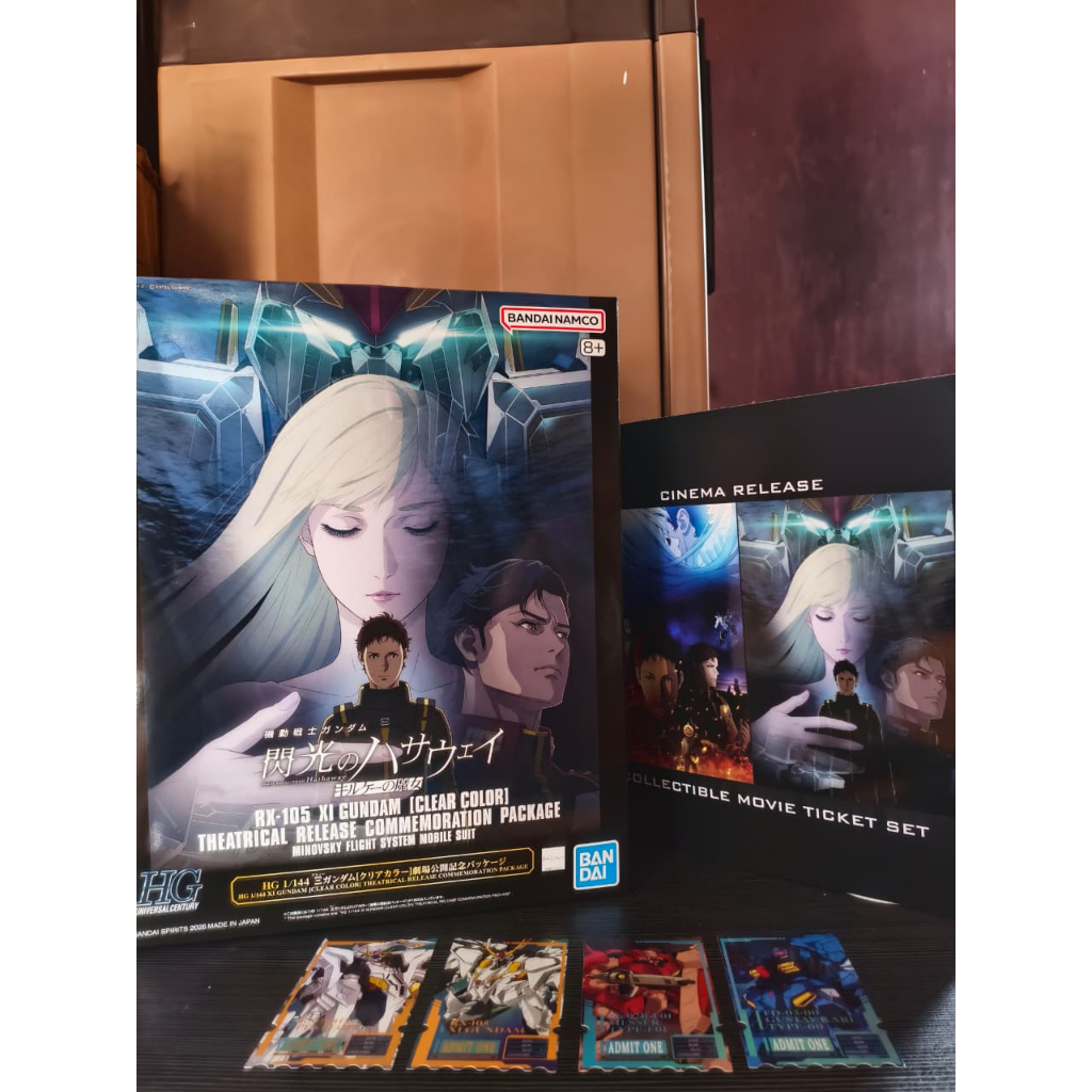 HG Xi Gundam Clear Color Theatrical Release Package + AR Ticket Album + Bonus Case HP Nu Gundam