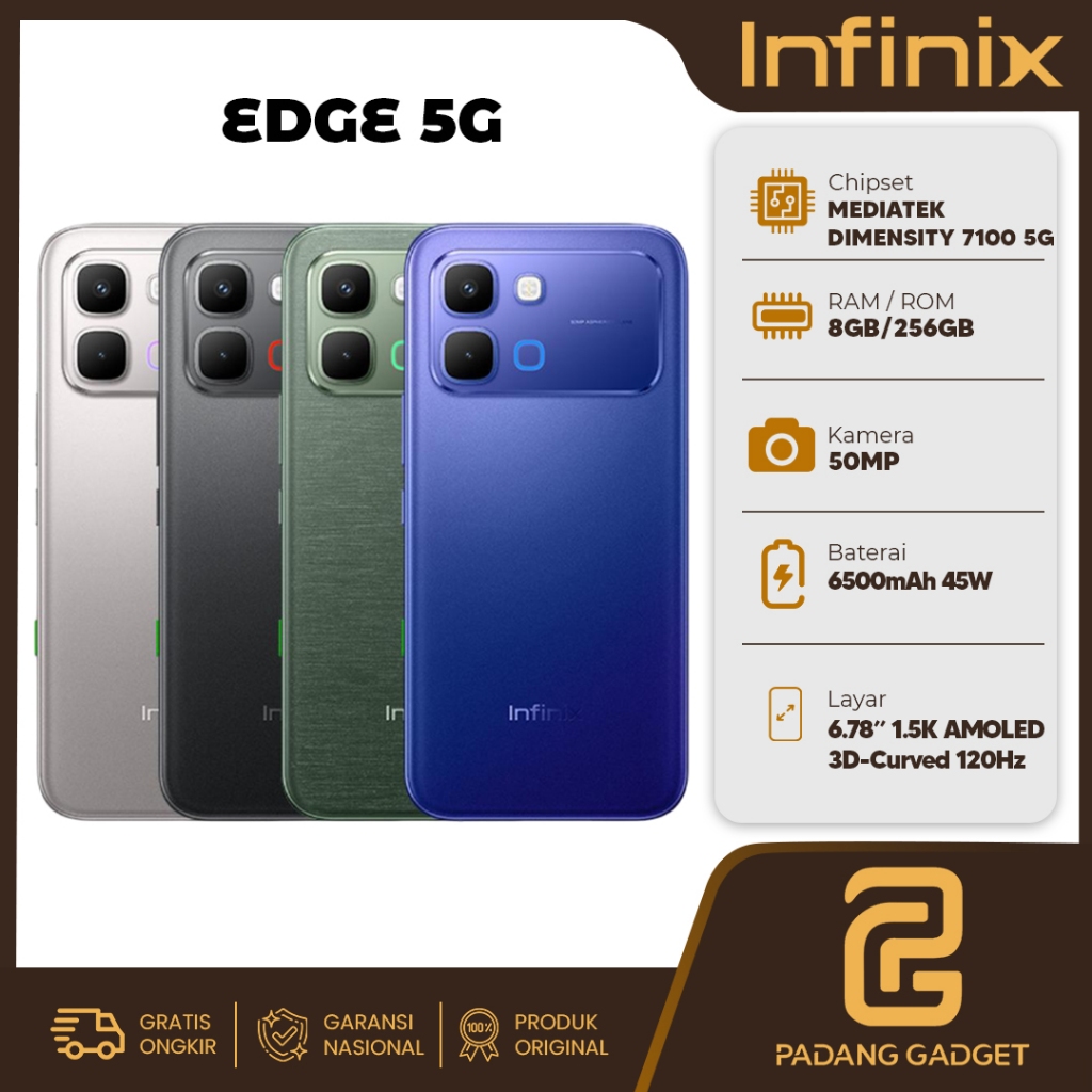 Infinix Note Edge 5G 8/256GB HP Android Smartphone Baru Garansi Resmi