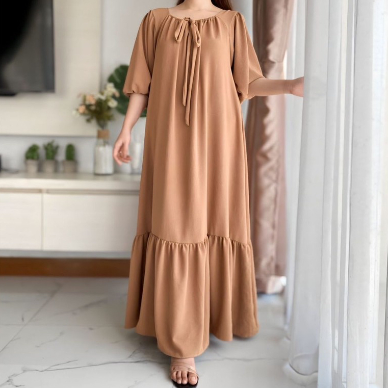 Gudang Pabrik Hijab Murah - Nabila Dress | Daster Crinkle - Daster Polos Lengan Pendek - Dress Semat