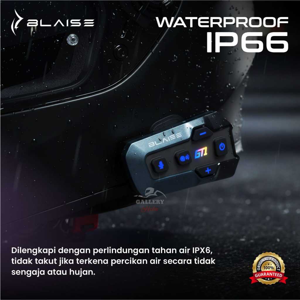 BLAISE GT1 Intercom Helm Waterproof Musik Sharing Interkom Mic Helm Intercom 2 orang Bluetooth Helm