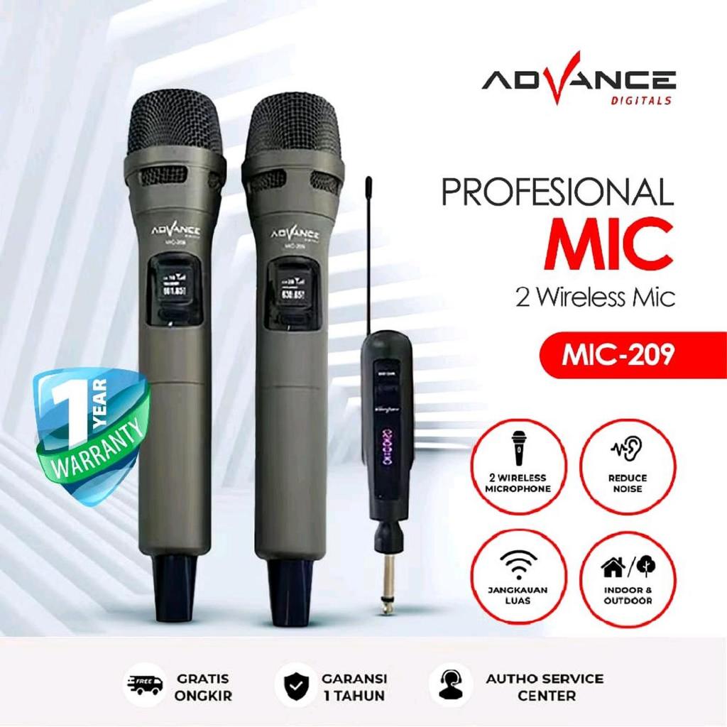ADVANCE MIC-209 2Mic Digital Wireless Mic Microphone/Mikrofon Bluetooth Profesional Mic Wireless Blu