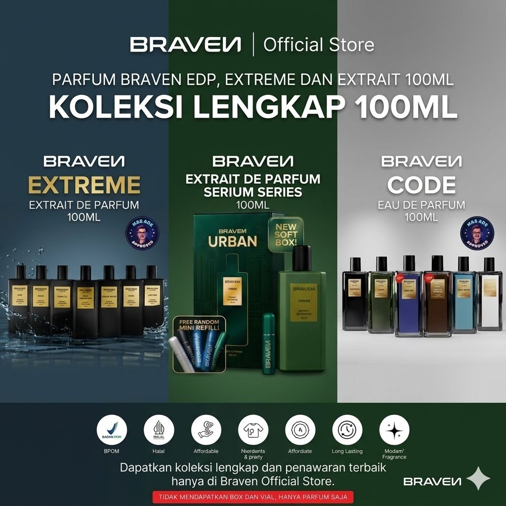 [ BNIB/Braven XDP ] Braven Cool Wootah Extrait De Parfum 100 ML - Parfum Pria Wangi Tahan Lama - Lon
