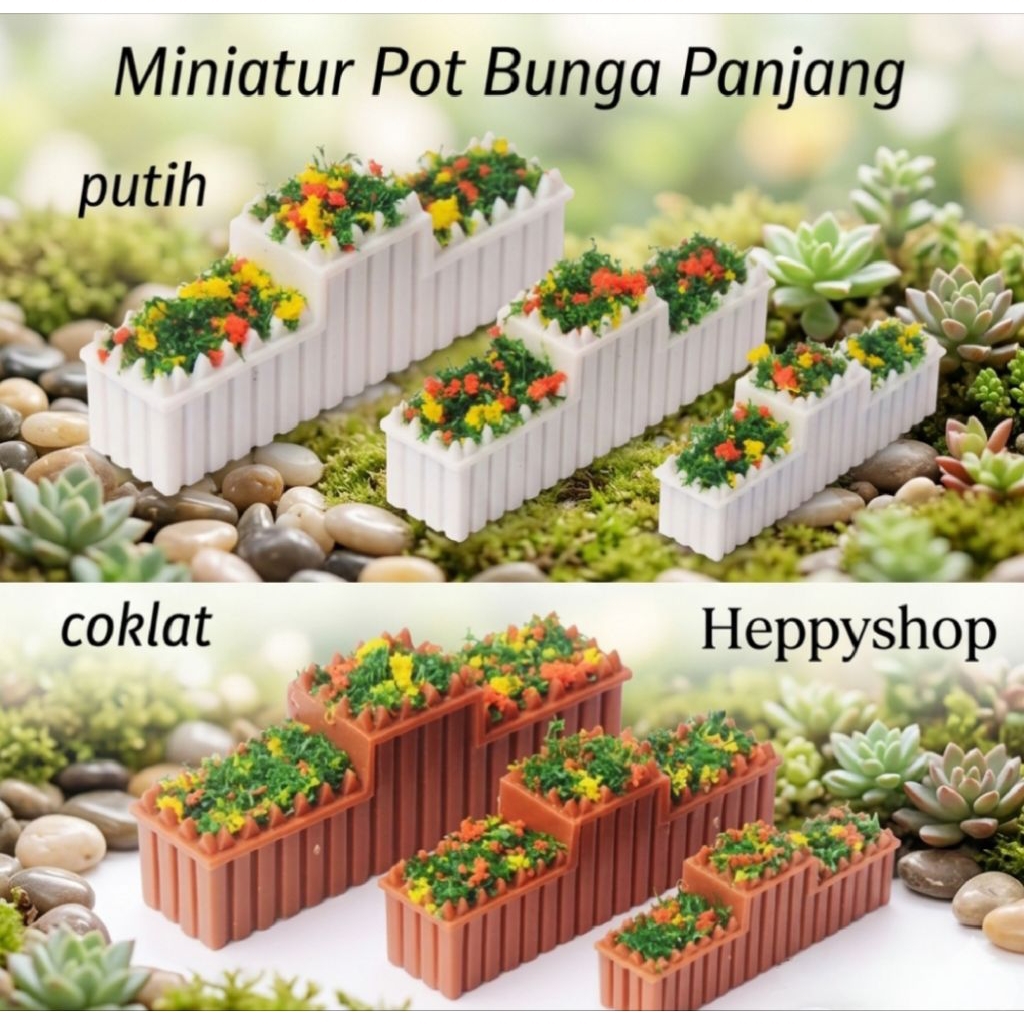 Miniatur Pot Bunga Panjang, Maket Pot Tanaman Panjang